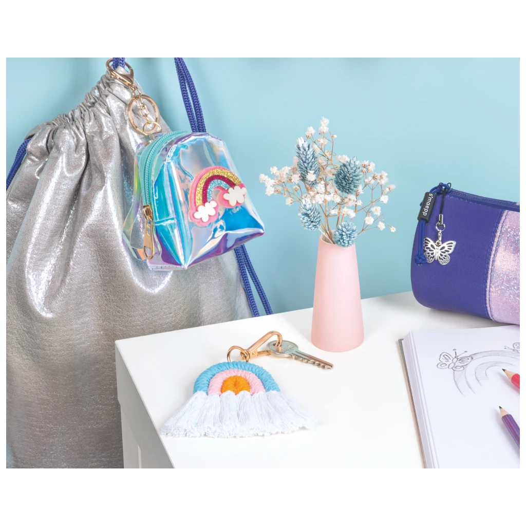 Schlüsselanhänger „Rucksack“ | silber-regenbogen