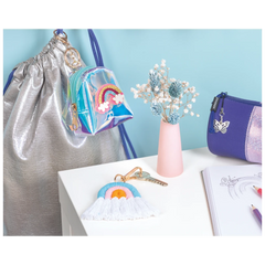 Schlüsselanhänger „Rucksack“ | silber-regenbogen