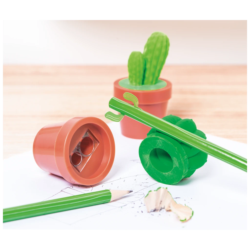 Dosenspitzer mit Radiergummi „Kaktus“ | sortiert