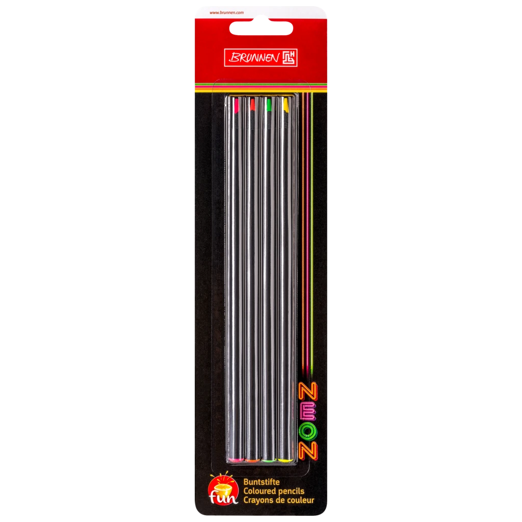 Buntstifte-Set „Neon“ | rund, schwarz