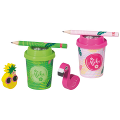 Dosenspitzer mit Bleistift und Radierer „Tropical“ | sortiert