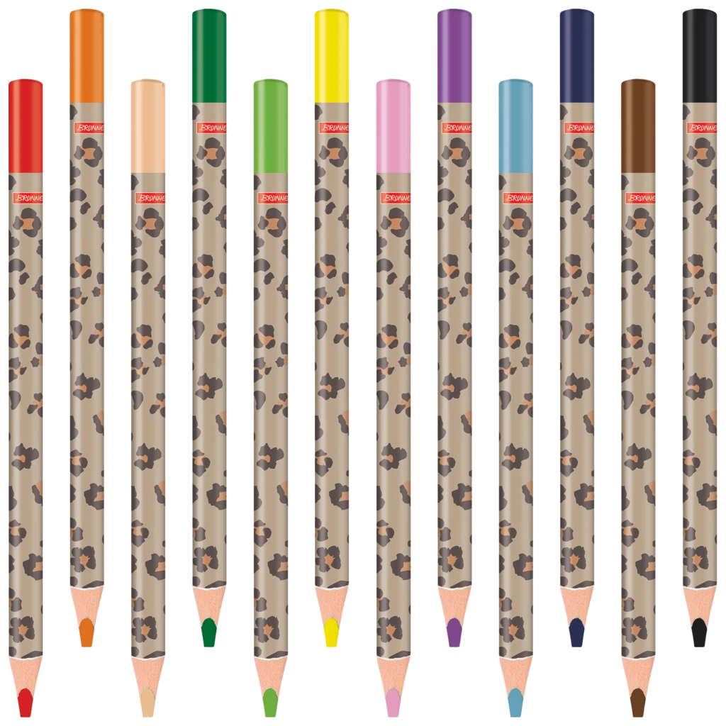 Dicke Buntstifte-Set Safari World | Dreikantform, mehrfarbig, 12 Stück