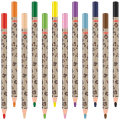 Dicke Buntstifte-Set Safari World | Dreikantform, mehrfarbig, 12 Stück