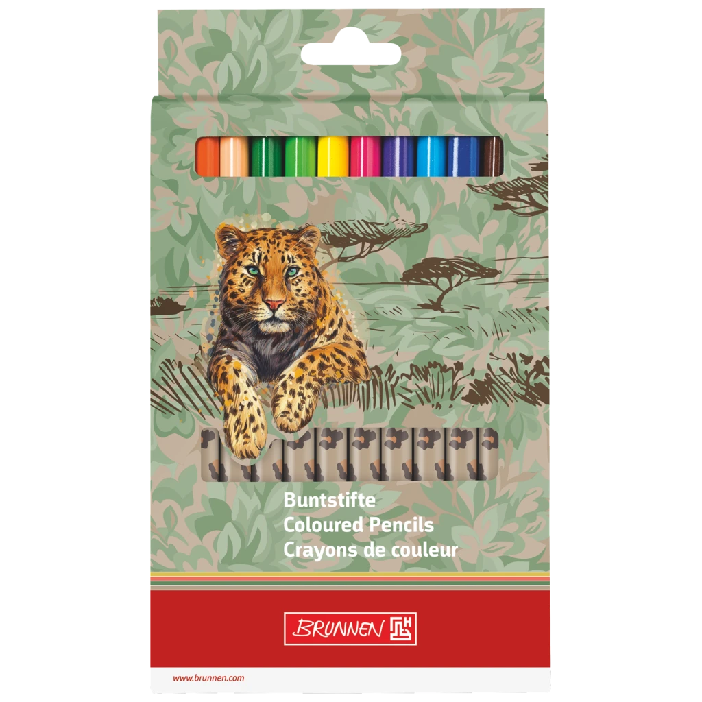 Dicke Buntstifte-Set Safari World | Dreikantform, mehrfarbig, 12 Stück