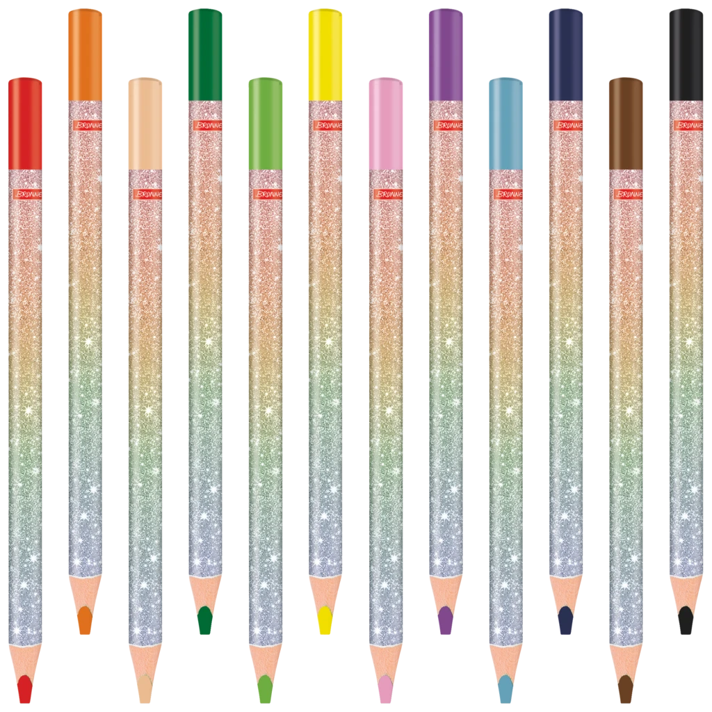 Dicke Buntstifte-Set Magic Rainbow | Dreikantform, rosarot/hellblau, 12 Stück