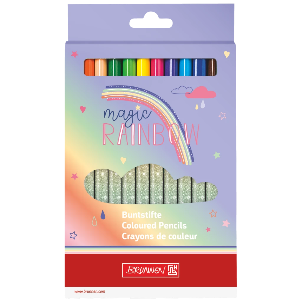 Dicke Buntstifte-Set Magic Rainbow | Dreikantform, rosarot/hellblau, 12 Stück