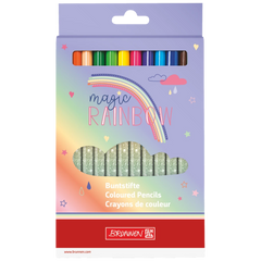 Dicke Buntstifte-Set Magic Rainbow | Dreikantform, rosarot/hellblau, 12 Stück
