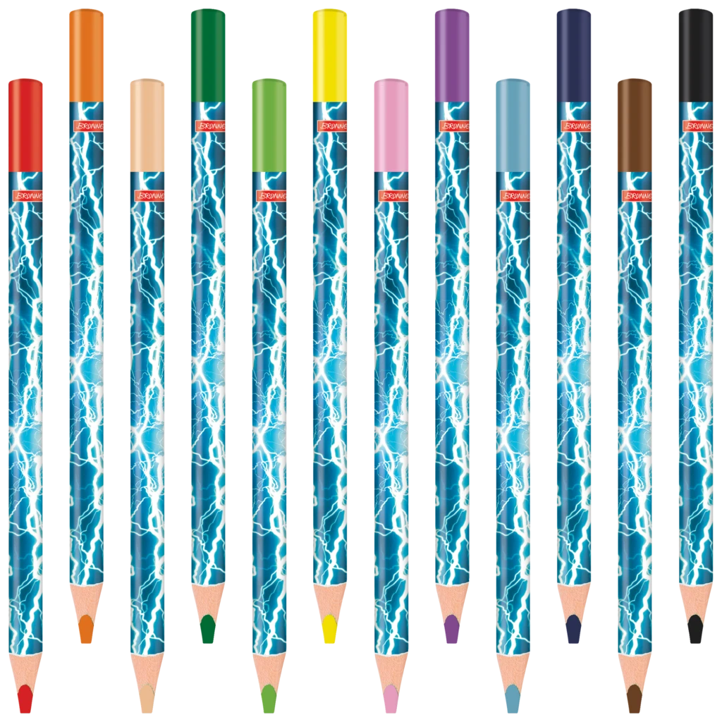 Dicke Buntstifte-Set Ninja Power | Dreikantform, petrol, 12 Stück