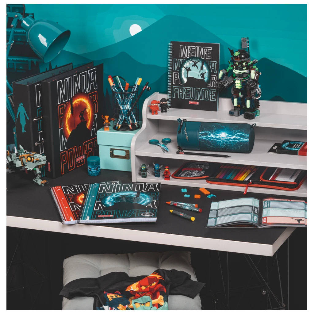 Dicke Buntstifte-Set Ninja Power | Dreikantform, petrol, 12 Stück