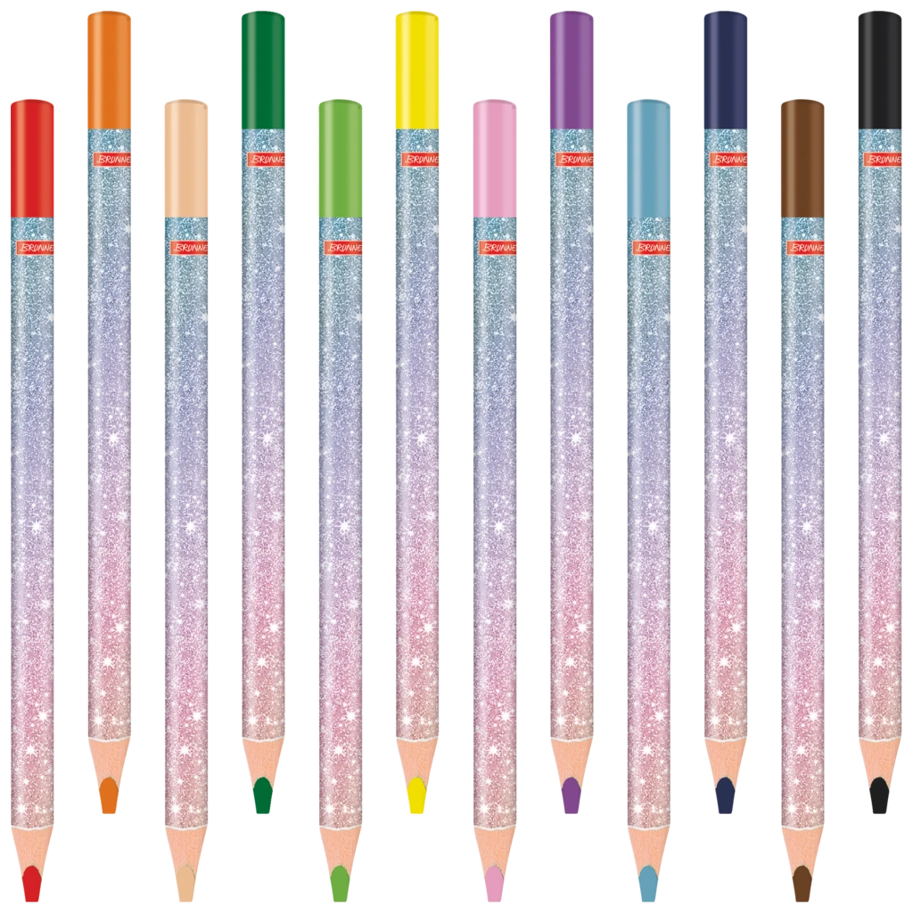 Dicke Buntstifte-Set Magic Butterfly | Dreikantform, rosarot/lila, 12 Stück