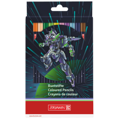 Dicke Buntstifte-Set Robot Heroes | Dreikantform, dunkelblau, 12 Stück