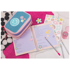 Dicke Buntstifte-Set Happy Hippie | Dreikantform, silber irisierend, 12 Stück