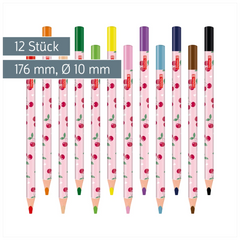 Dicke Buntstifte-Set Fruity Love | Dreikantform, rosa/rot, 12 Stück