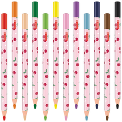 Dicke Buntstifte-Set Fruity Love | Dreikantform, rosa/rot, 12 Stück