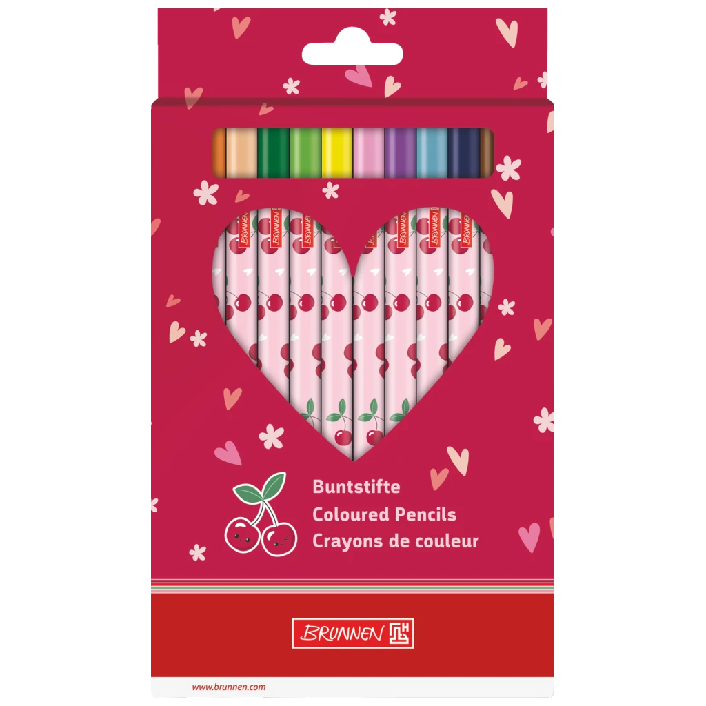 Dicke Buntstifte-Set Fruity Love | Dreikantform, rosa/rot, 12 Stück