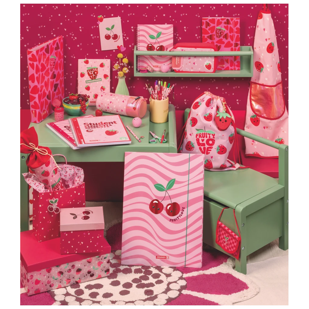 Dicke Buntstifte-Set Fruity Love | Dreikantform, rosa/rot, 12 Stück