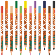 Dicke-Buntstifte-Set Sporty Animals | Dreikantform, orange/mehrfarbig, 12 Stück