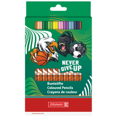 Dicke-Buntstifte-Set Sporty Animals | Dreikantform, orange/mehrfarbig, 12 Stück