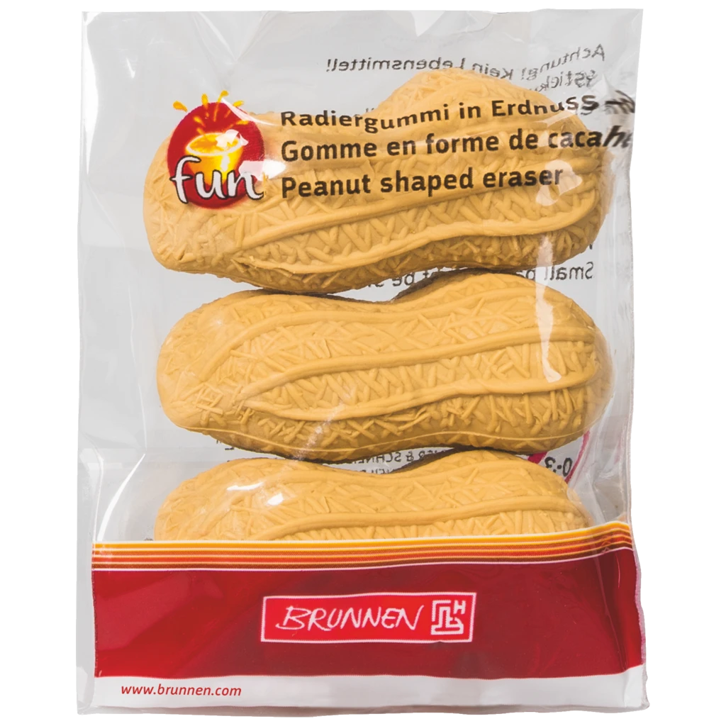 Radiergummi „Erdnuss“ 3D | hellbraun, 3 Stück