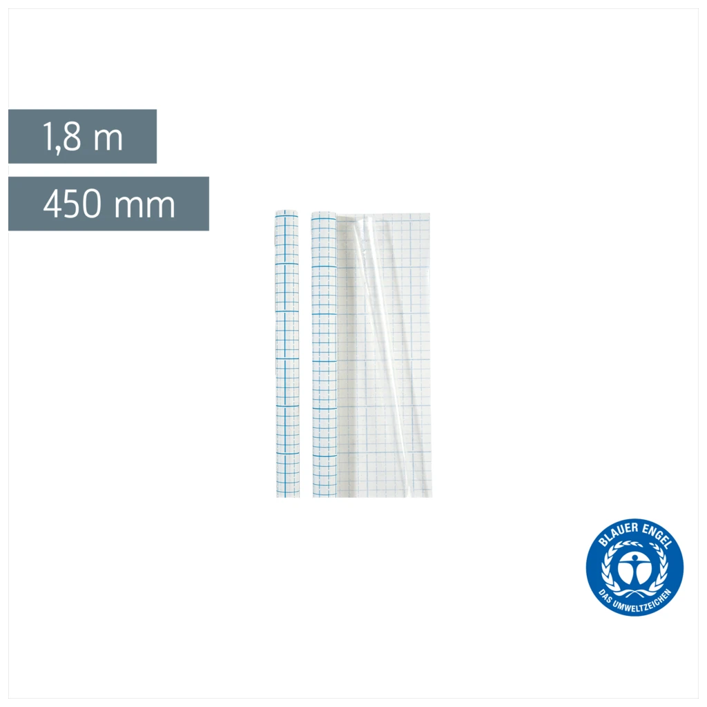 Bucheinbandfolie | 450 mm × 1,8 m, selbstklebend, transparent
