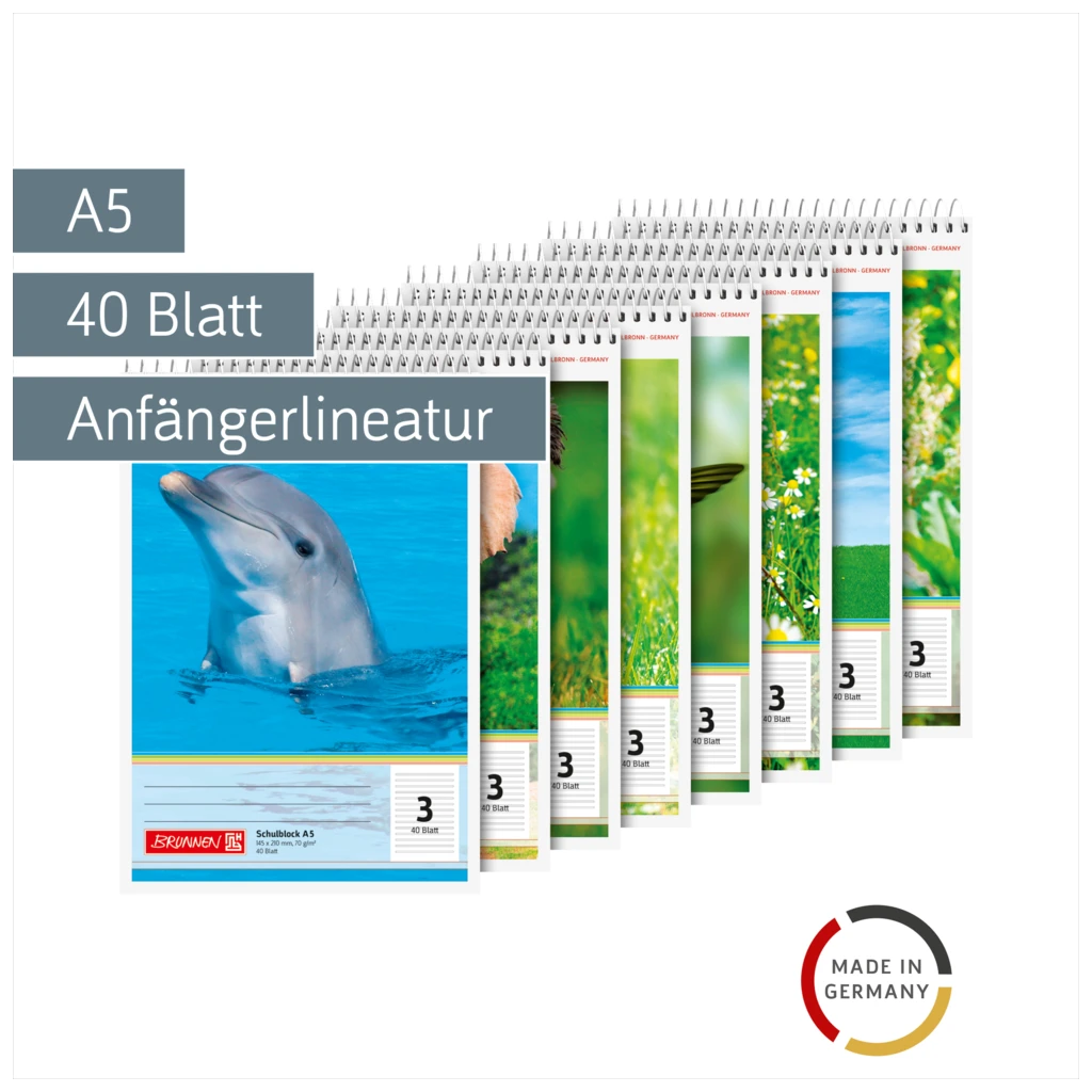 Schulblock | A5, Lineatur 3, 40 Blatt, sortiert