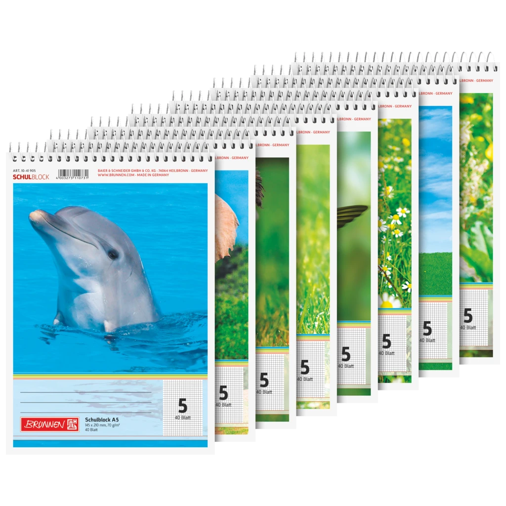Schulblock | A5, Lineatur 5, 40 Blatt, mehrfarbig