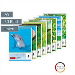 Schulblock gelocht | A5, Lineatur 4, 50 Blatt, sortiert
