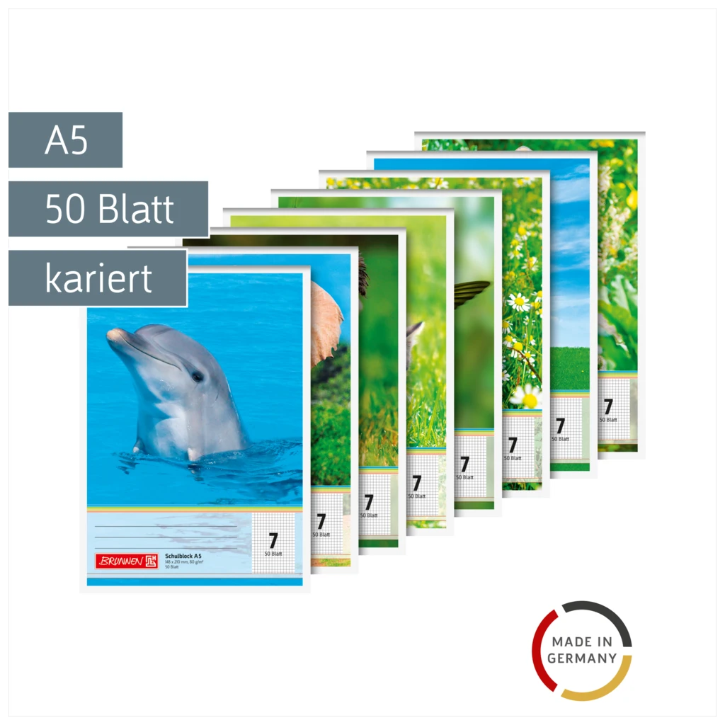 Schulblock gelocht | A5, Lineatur 7, 50 Blatt, sortiert