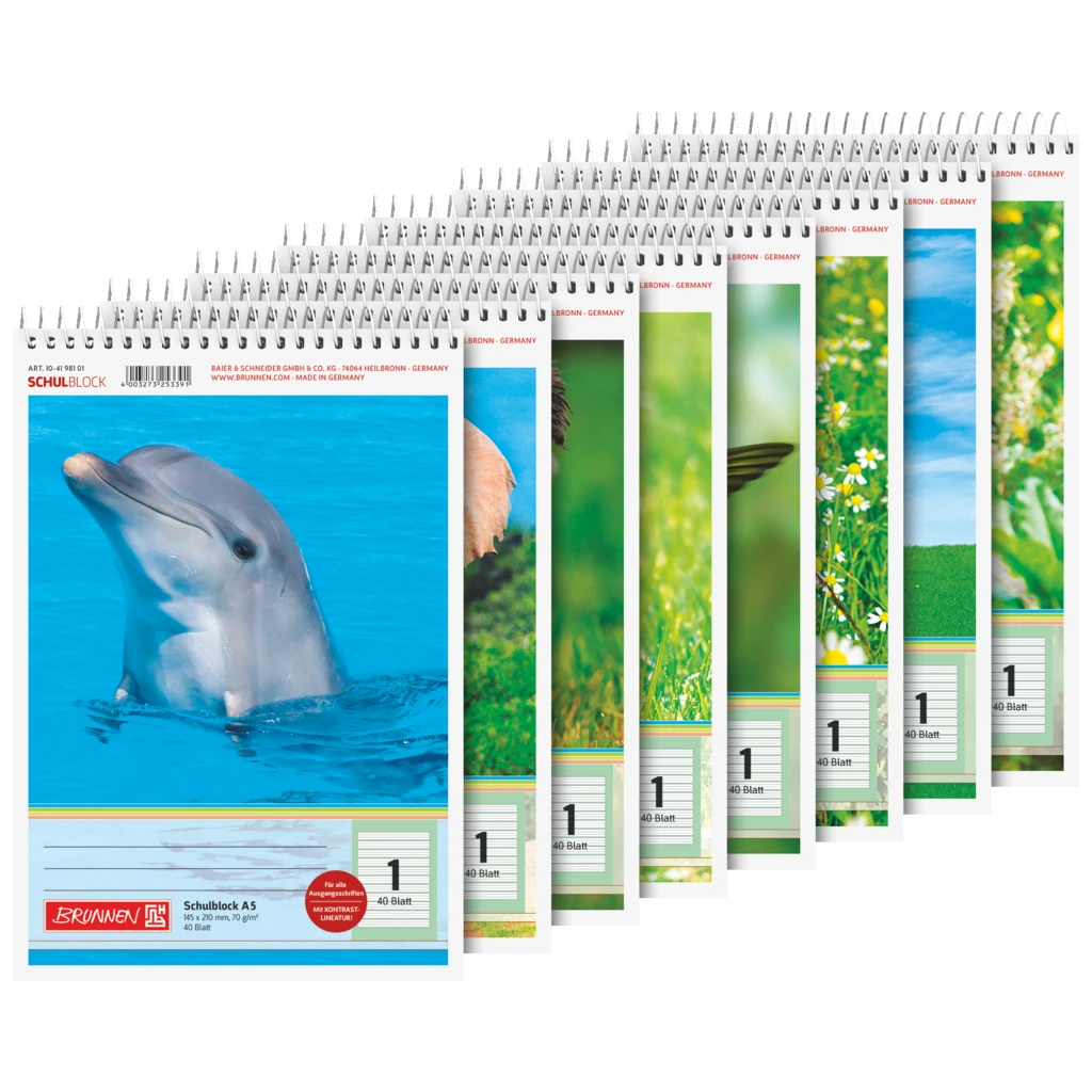 Schulblock | A5, Lineatur 1, 40 Blatt, sortiert