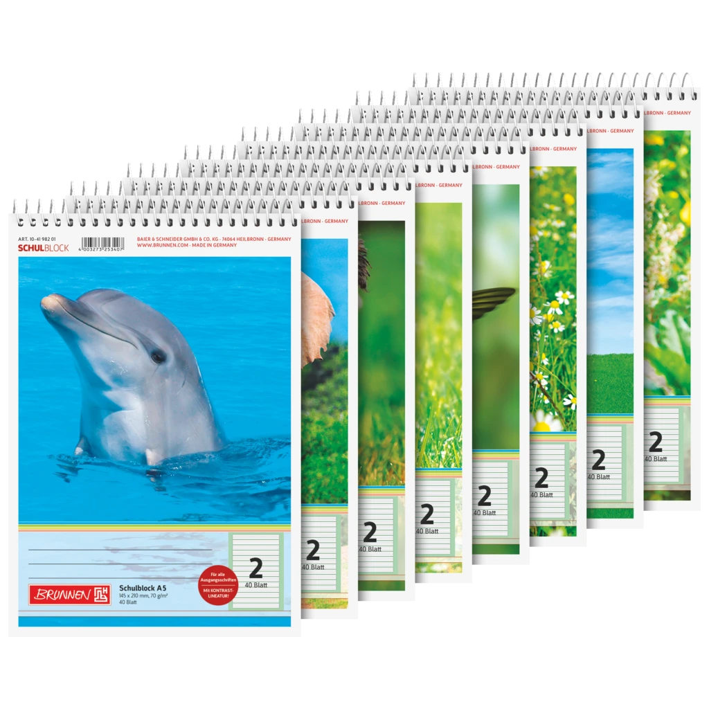 Schulblock | A5, Lineatur 2, 40 Blatt, sortiert