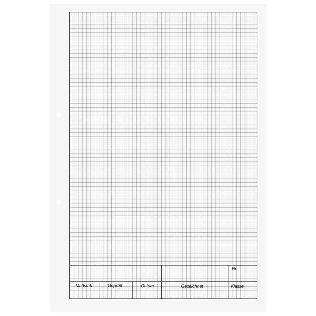 KIESER-Zeichenblock gelocht | A4, kariert, 25 Blatt, weiß