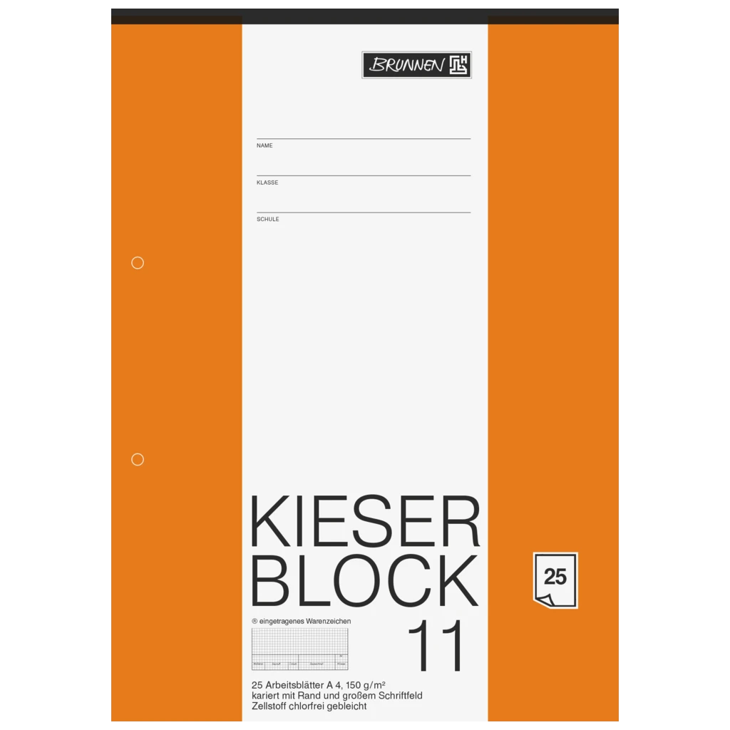 KIESER-Zeichenblock gelocht | A4, kariert, 25 Blatt, weiß