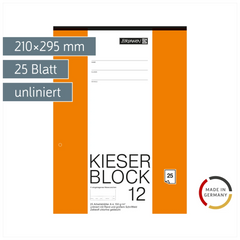 KIESER-Zeichenblock gelocht | A4, unliniert, 25 Blatt, weiß