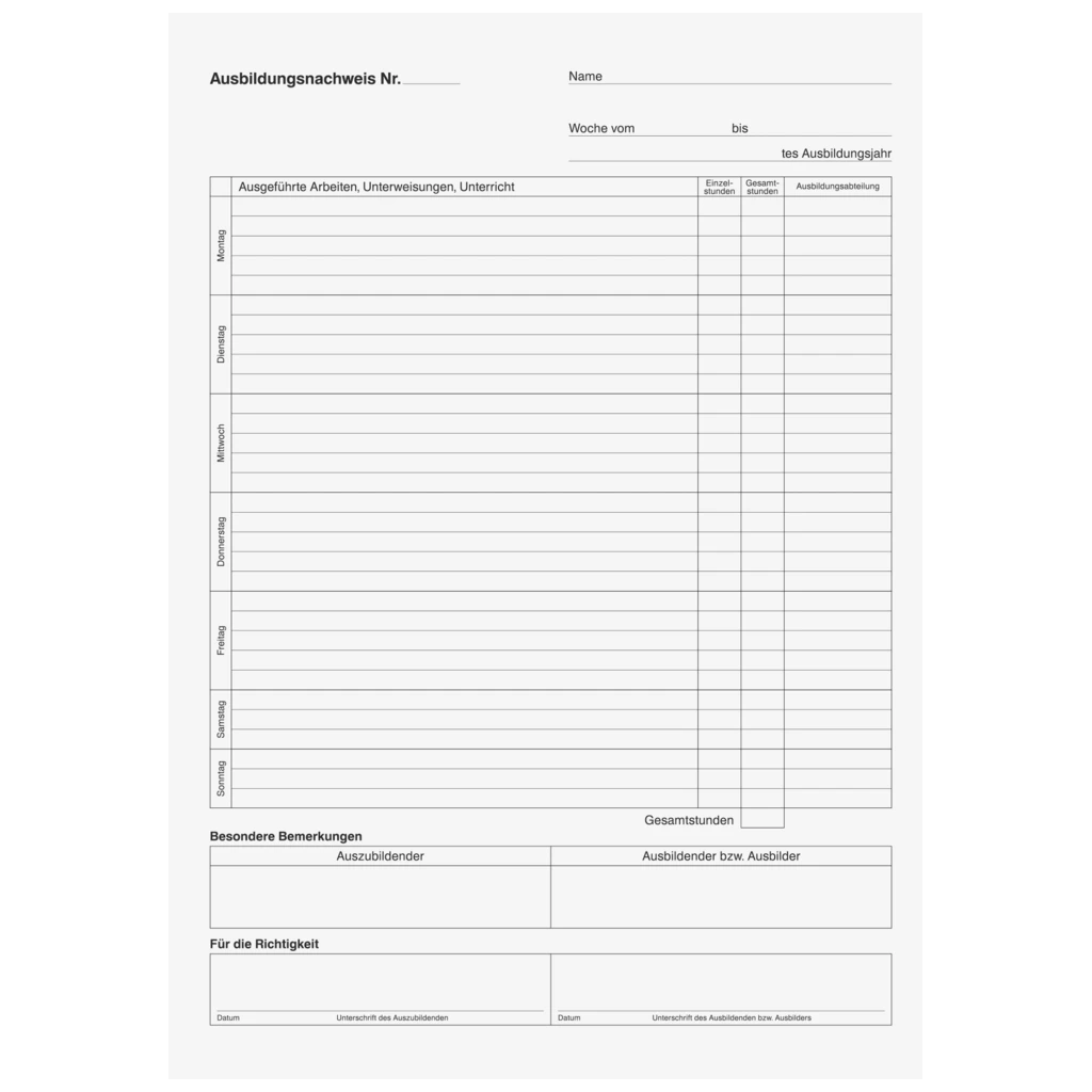 Ausbildungsnachweisheft | A4, 28 Blatt, blau