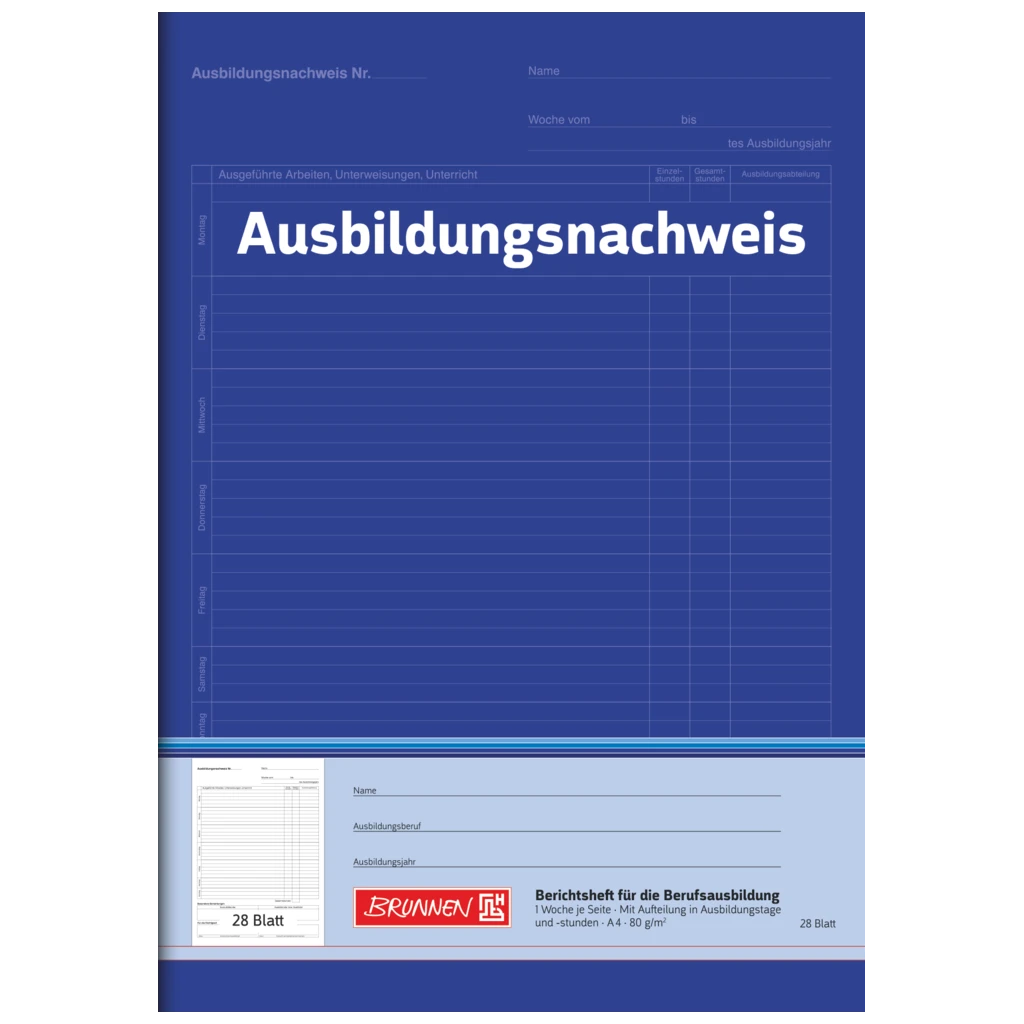Ausbildungsnachweisheft | A4, 28 Blatt, blau