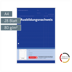 Ausbildungsnachweisblock | A4, 28 Blatt, blau