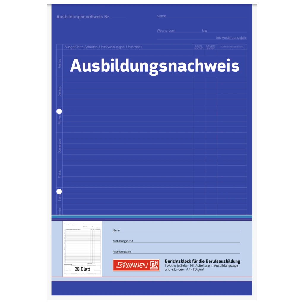 Ausbildungsnachweisblock | A4, 28 Blatt, blau