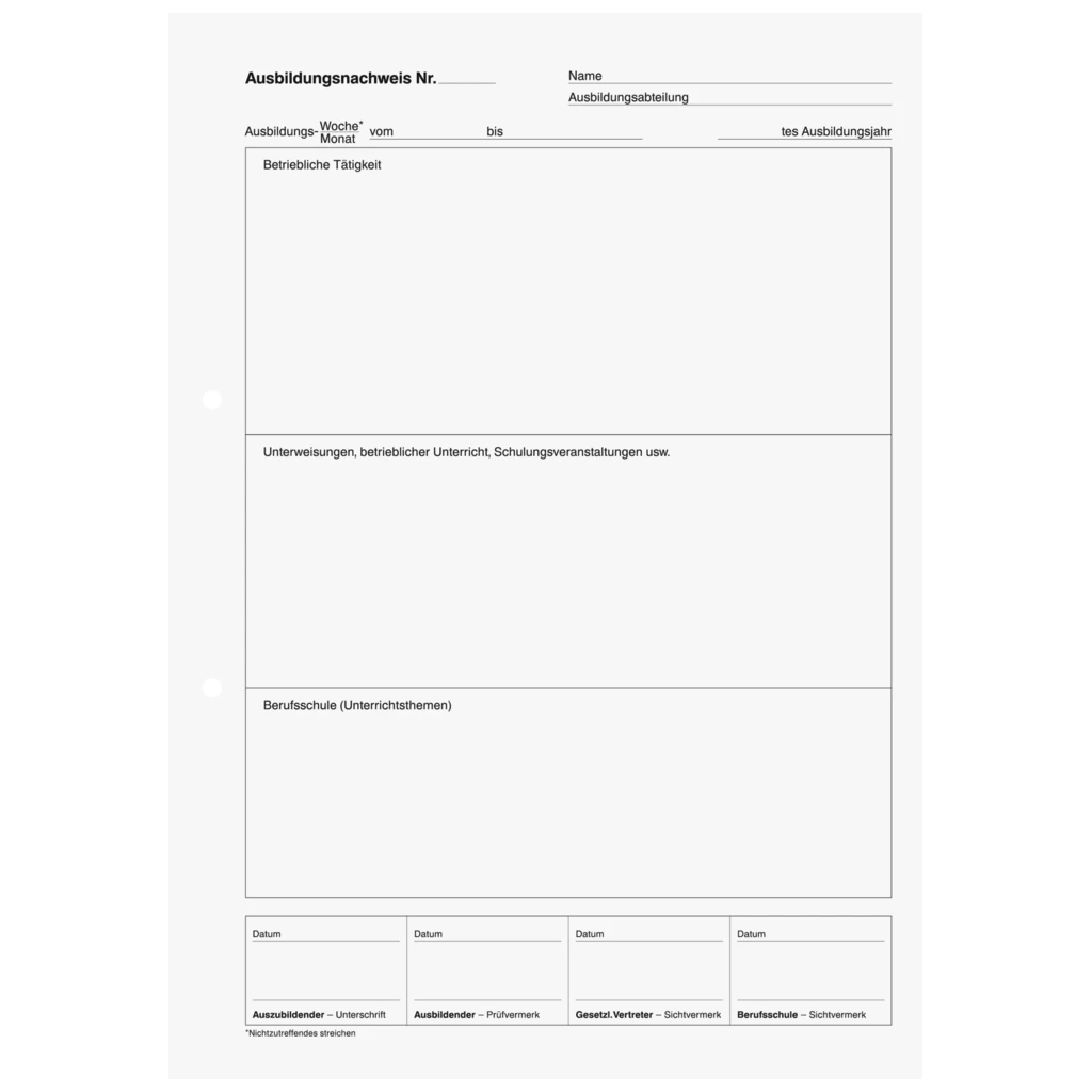 Ausbildungsnachweisblock | A4, 28 Blatt, grün