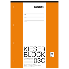 KIESER-Block gelocht | A4, Lineatur 3, 50 Blatt, mehrfarbig