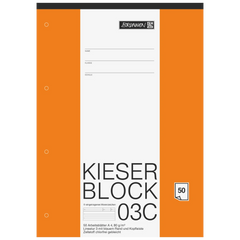 KIESER-Block gelocht | A4, Lineatur 3, 50 Blatt, mehrfarbig