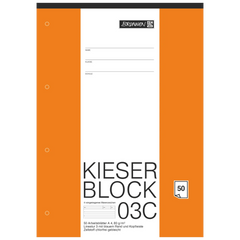 KIESER-Block gelocht | A4, Lineatur 3, 50 Blatt, mehrfarbig