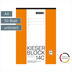 KIESER-Block gelocht | A4, Lineatur 20, 50 Blatt, mehrfarbig