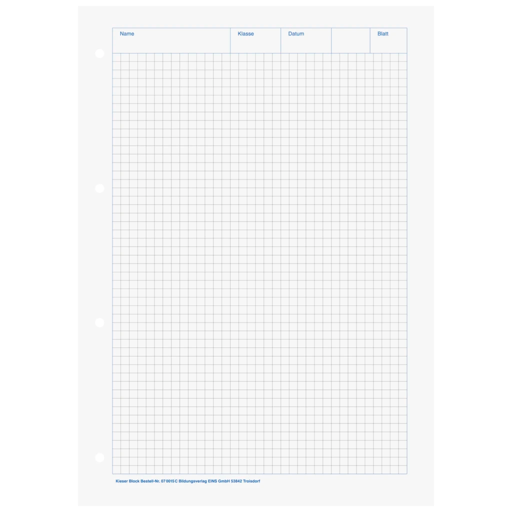 KIESER-Block gelocht | A4, Lineatur 22, 50 Blatt, mehrfarbig