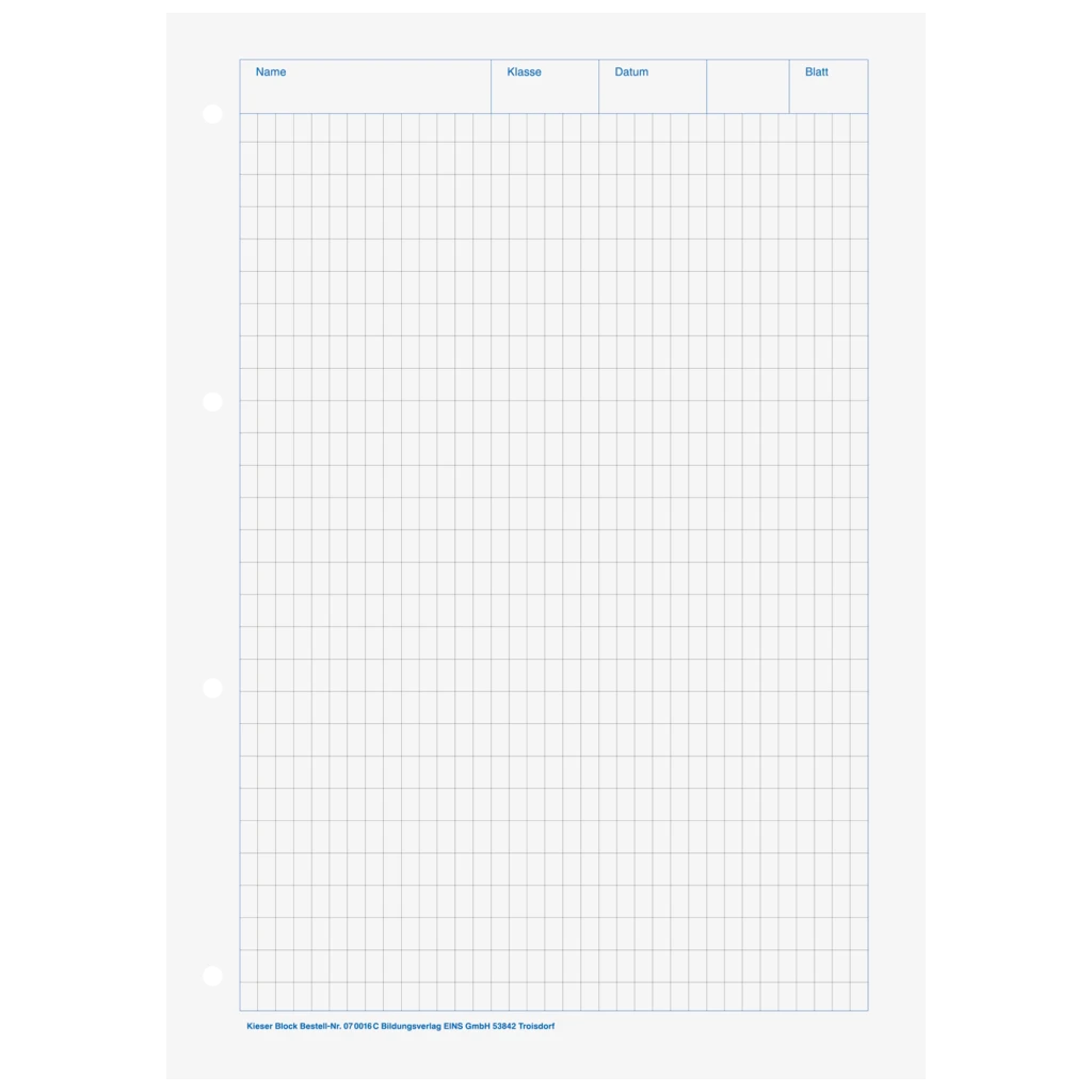 KIESER-Block gelocht | A4, Lineatur 23, 50 Blatt, mehrfarbig