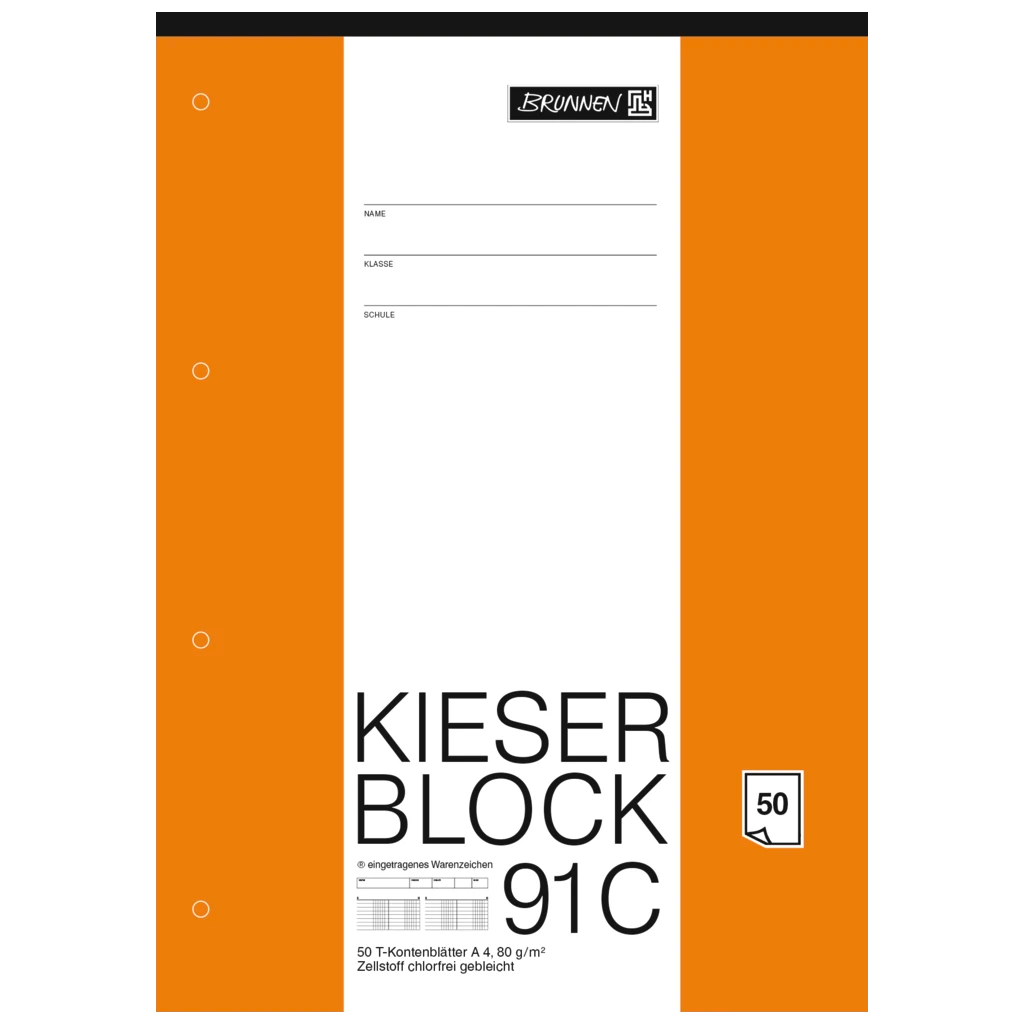 KIESER-Block gelocht | A4, 50 Blatt, mehrfarbig