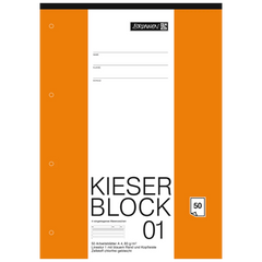 KIESER-Block gelocht | A4, Lineatur 1, 50 Blatt, mehrfarbig