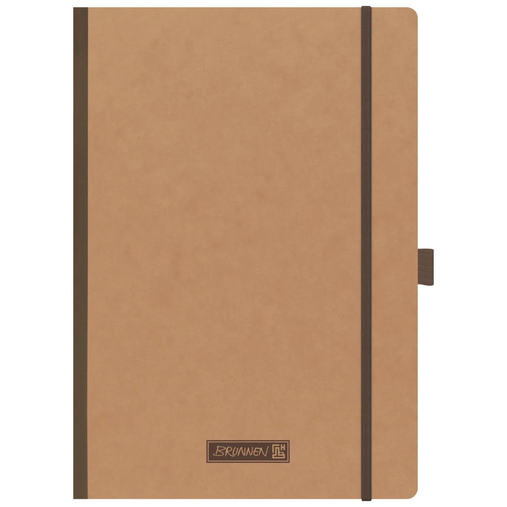 Notizbuch Premium FACT!plus Kladde | A4, unliniert, Gummizugverschluss, braun