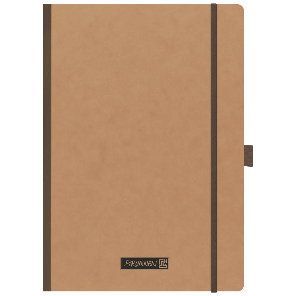 Notizbuch Premium FACT!plus Kladde | A4, unliniert, Gummizugverschluss, braun