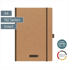 Notizbuch Premium FACT!plus Kladde | A4, liniert, Gummizugverschluss, braun