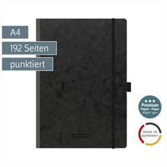 Notizbuch Premium FACT!plus Kladde | A4, punktiert, Gummizugverschluss, schwarz